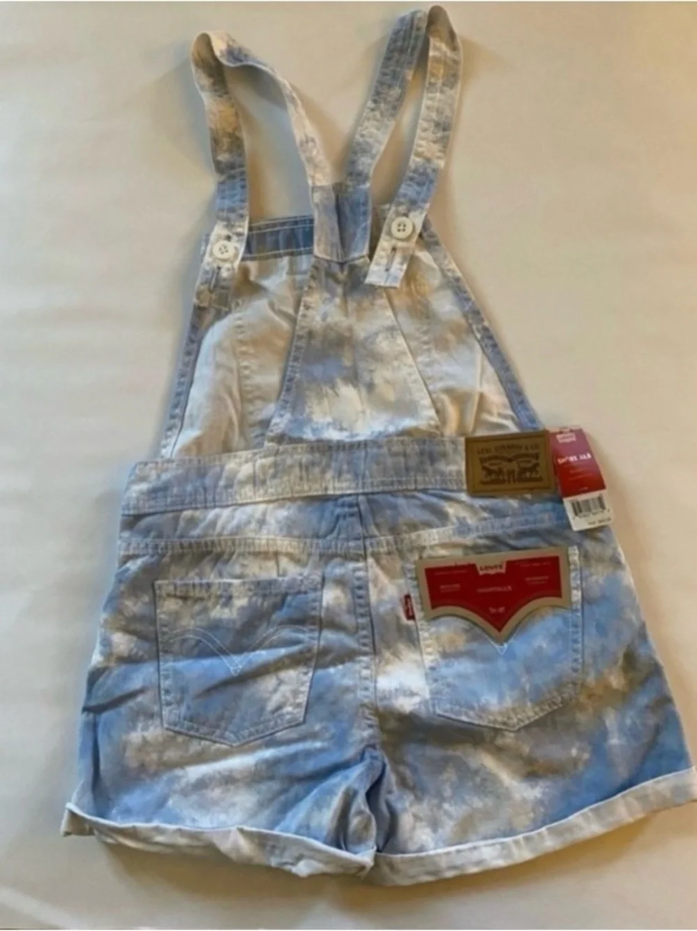 Levi’s Overall Shorts, Denim, Cloud Blue & White, Girls Classic 12 Casual Jean